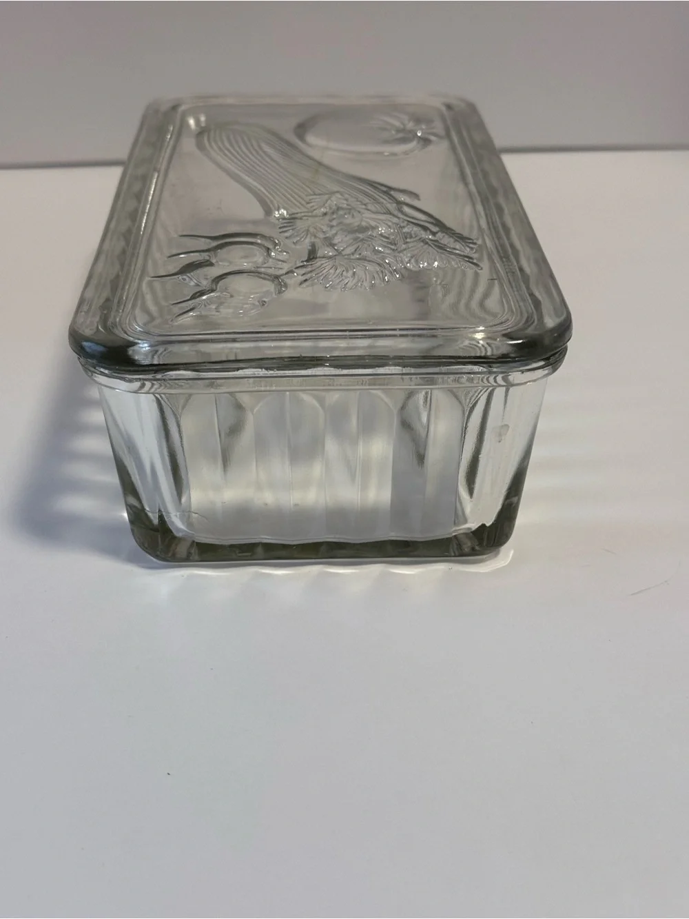 Vintage Federal Glass Vegetable Refrigerator Dish Clear